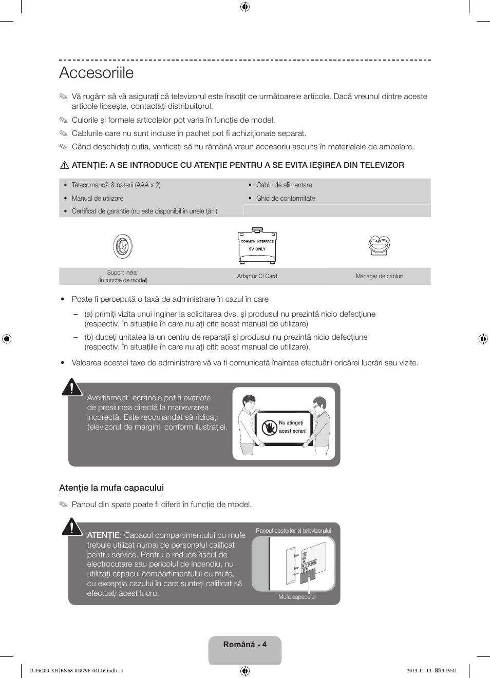 Accesoriile | Samsung UE32F6200AW User Manual | Page 148 / 289