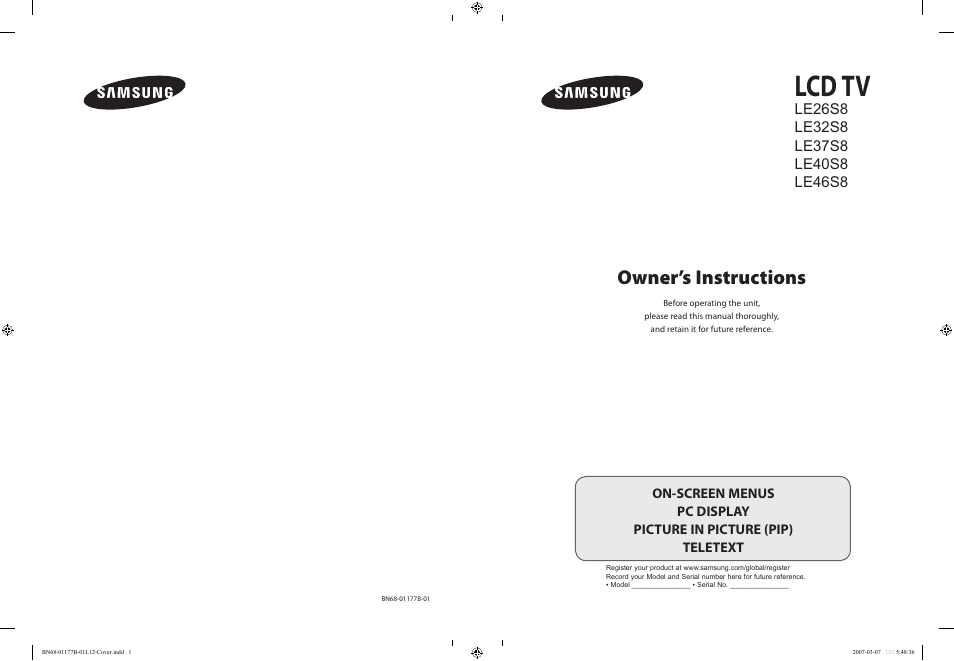 Samsung LE32R81B User Manual | 482 pages