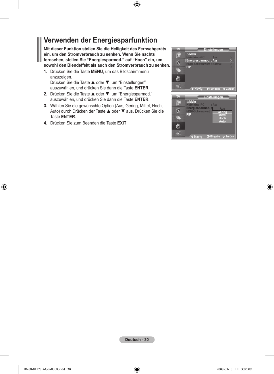 Verwenden der energiesparfunktion | Samsung LE32R81B User Manual | Page 112 / 482