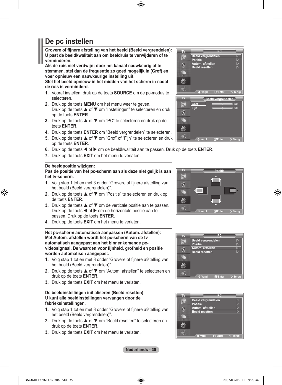 De pc instellen | Samsung LE32R81B User Manual | Page 156 / 482