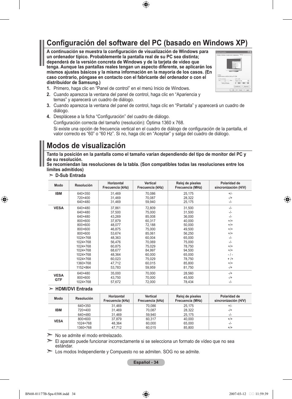 Modos de visualización | Samsung LE32R81B User Manual | Page 234 / 482