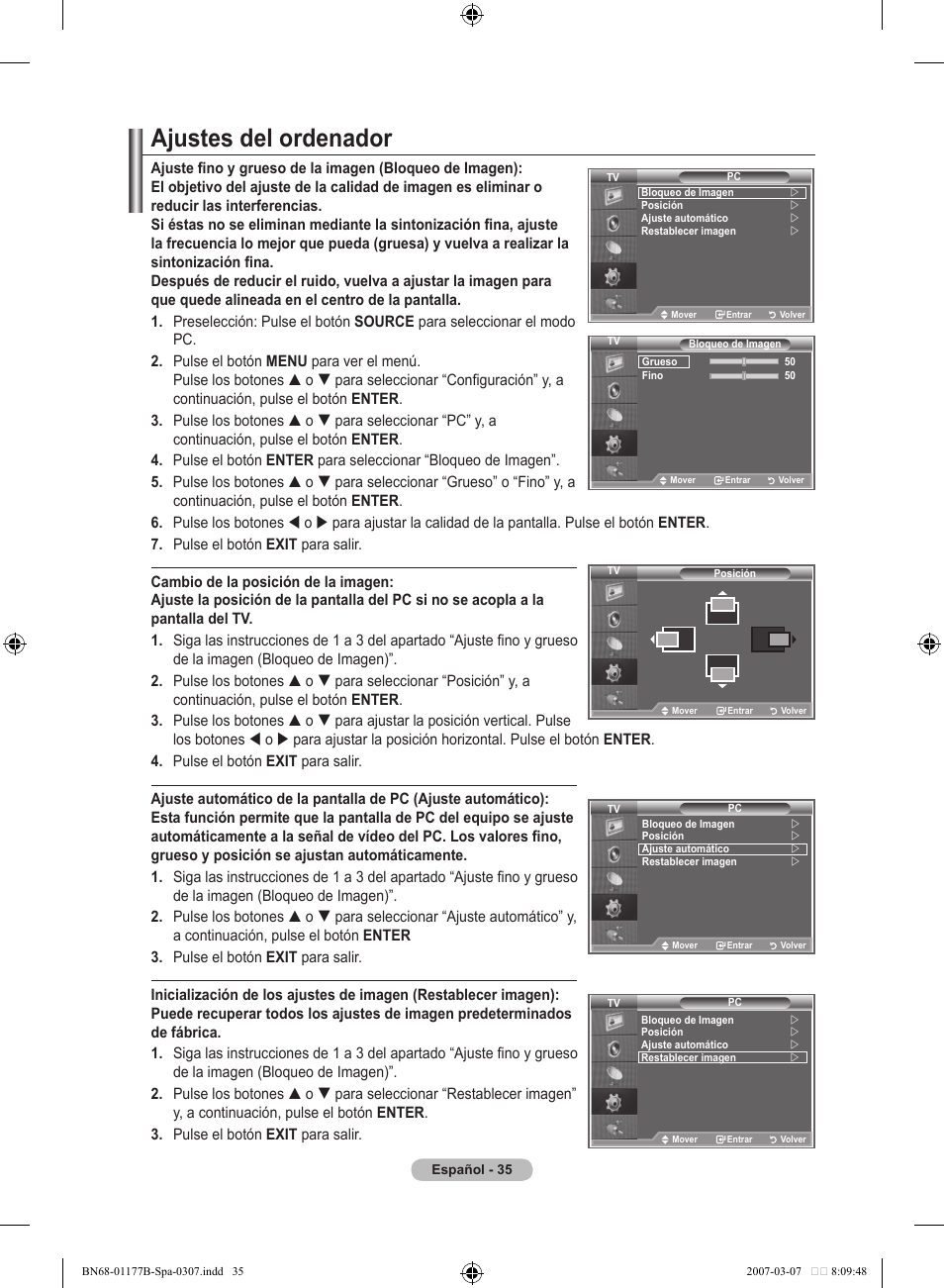 Ajustes del ordenador | Samsung LE32R81B User Manual | Page 235 / 482