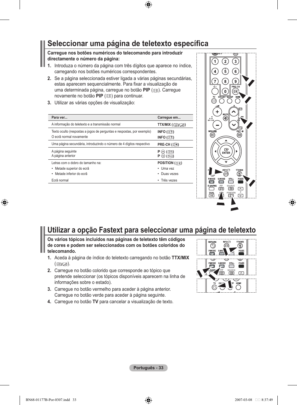 Seleccionar uma página de teletexto específica | Samsung LE32R81B User Manual | Page 272 / 482