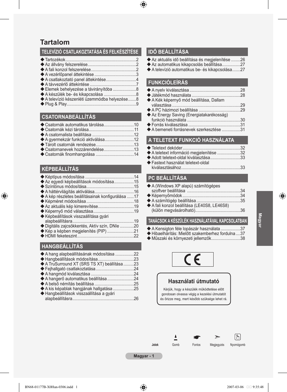 Tartalom, Használati útmutató | Samsung LE32R81B User Manual | Page 280 / 482