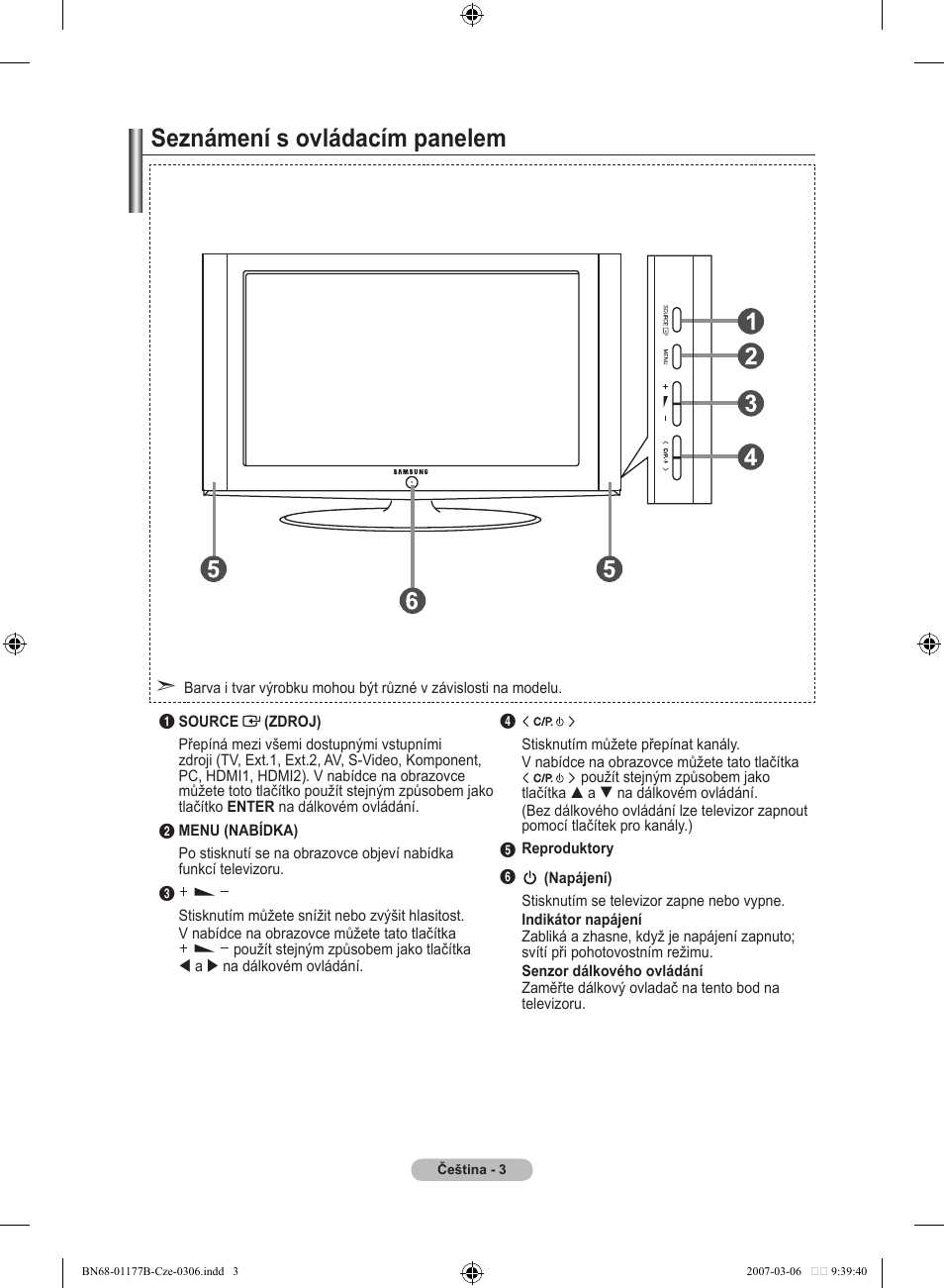 Seznámení s ovládacím panelem | Samsung LE32R81B User Manual | Page 362 / 482