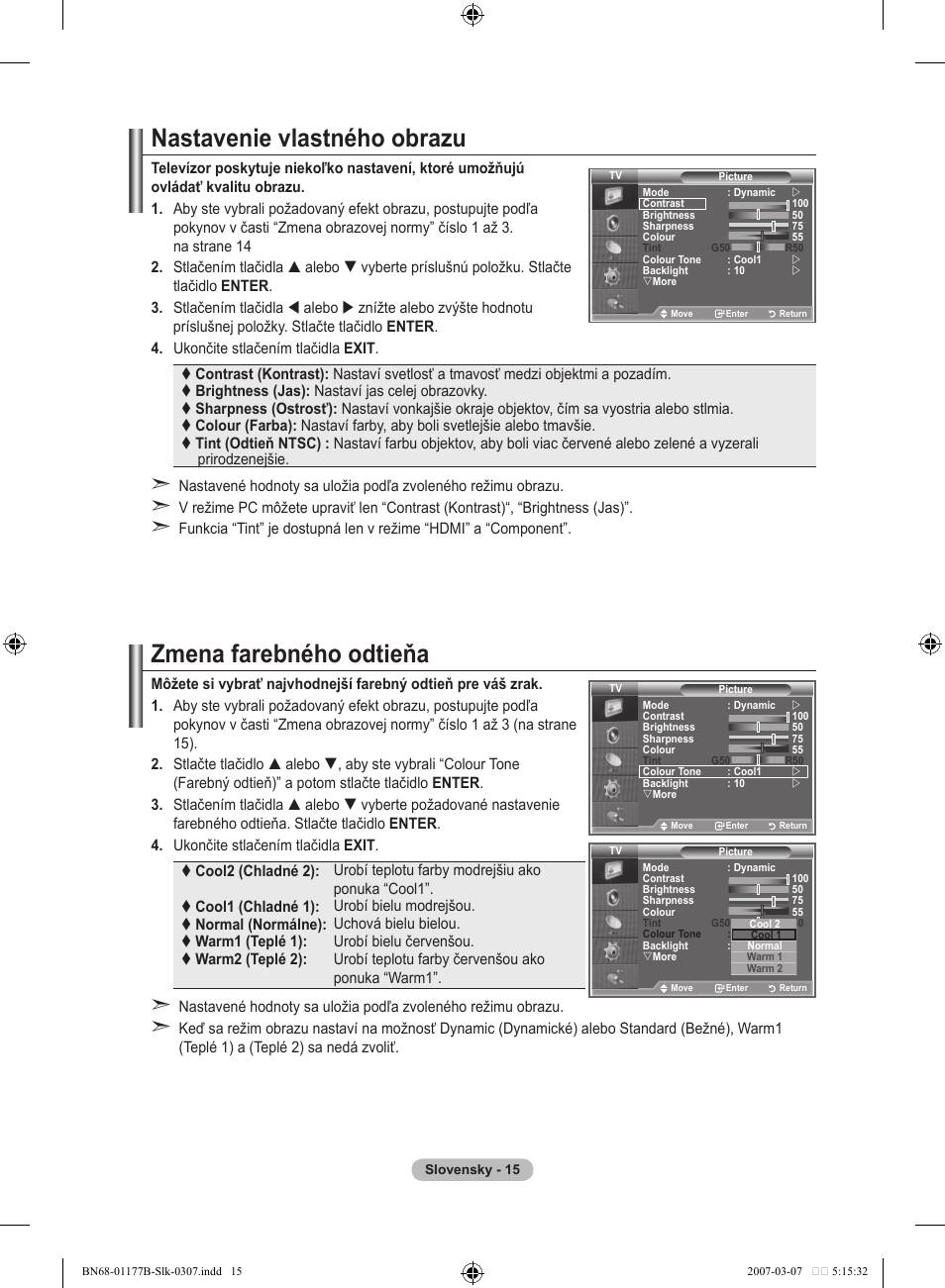 Nastavenie vlastného obrazu, Zmena farebného odtieňa | Samsung LE32R81B User Manual | Page 414 / 482