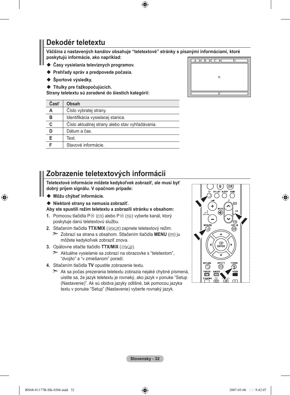 Dekodér teletextu, Zobrazenie teletextových informácií | Samsung LE32R81B User Manual | Page 431 / 482