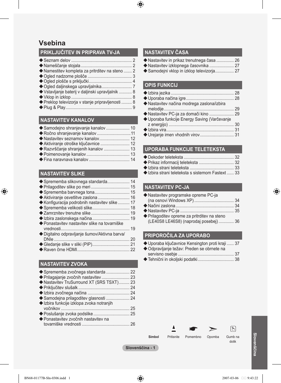 Vsebina | Samsung LE32R81B User Manual | Page 440 / 482