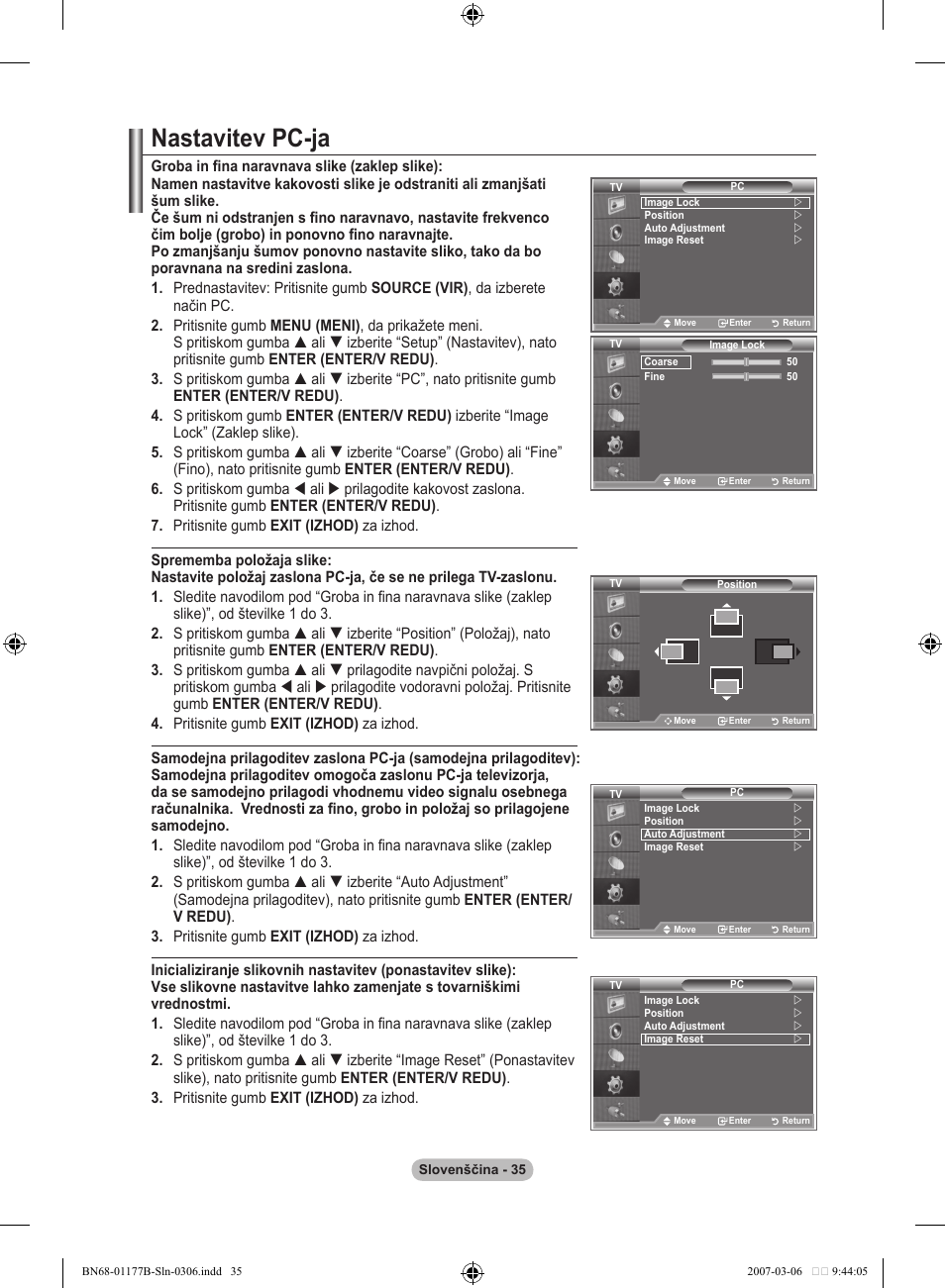 Nastavitev pc-ja | Samsung LE32R81B User Manual | Page 474 / 482