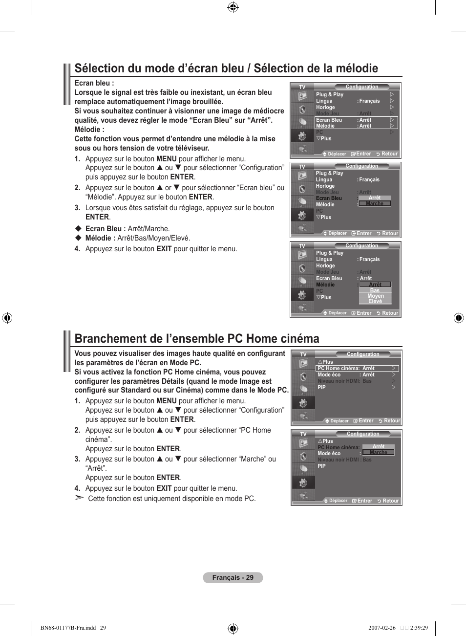 Branchement de l’ensemble pc home cinéma | Samsung LE32R81B User Manual | Page 71 / 482