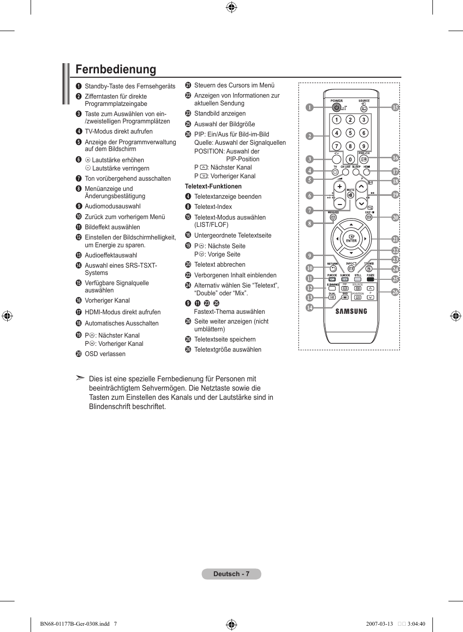 Fernbedienung | Samsung LE32R81B User Manual | Page 89 / 482