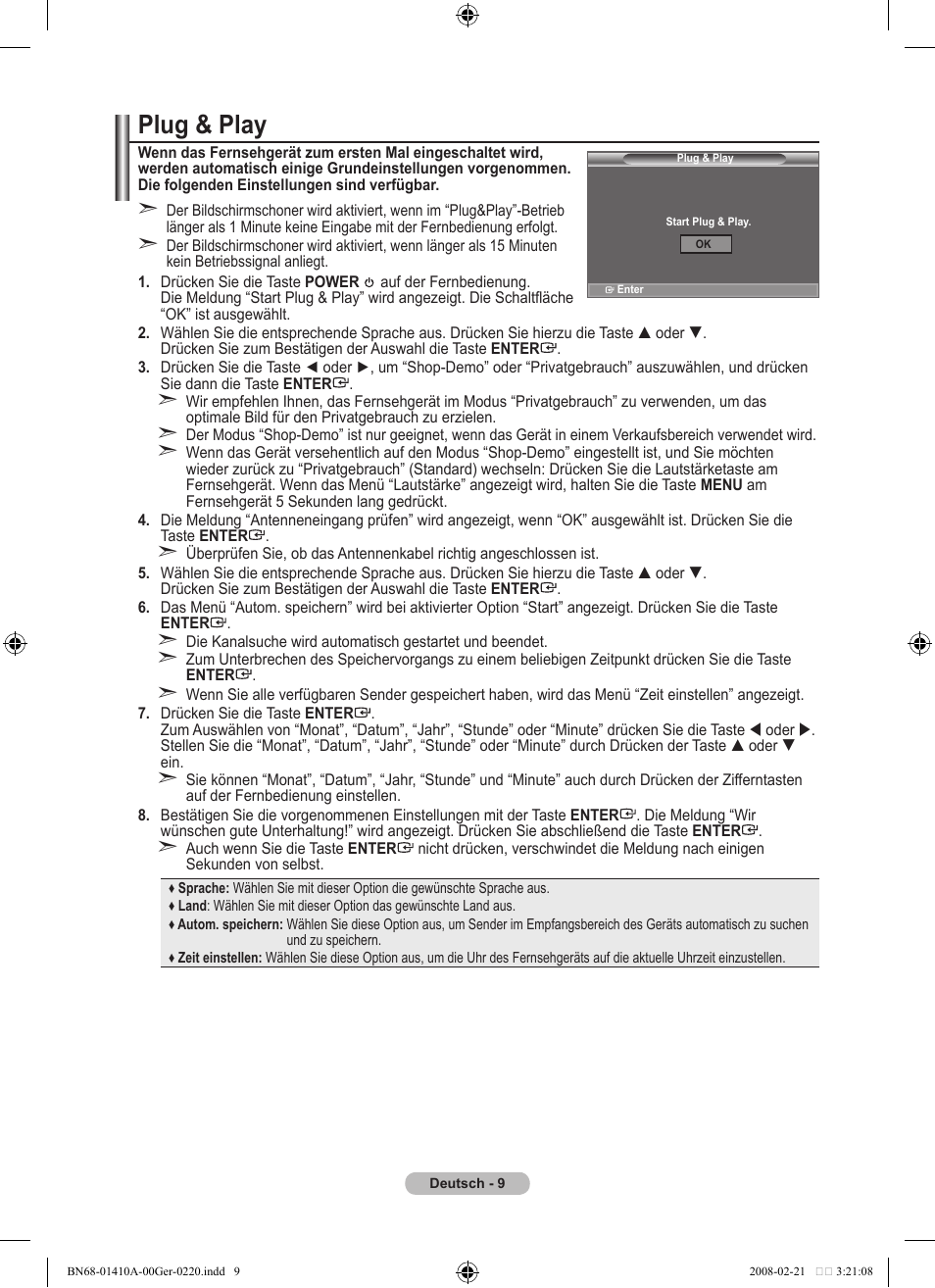 Plug & play | Samsung LE46A551P2R User Manual | Page 115 / 629