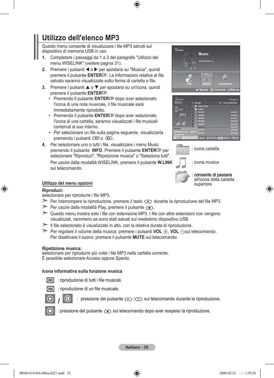 Utilizzo dell'elenco mp | Samsung LE46A551P2R User Manual | Page 245 / 629