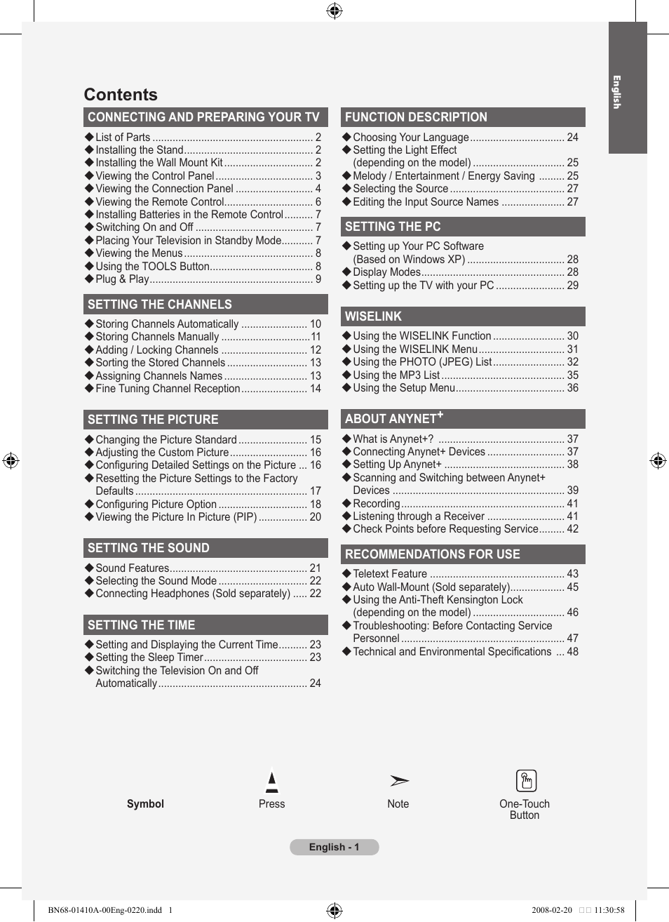 Samsung LE46A551P2R User Manual | Page 3 / 629