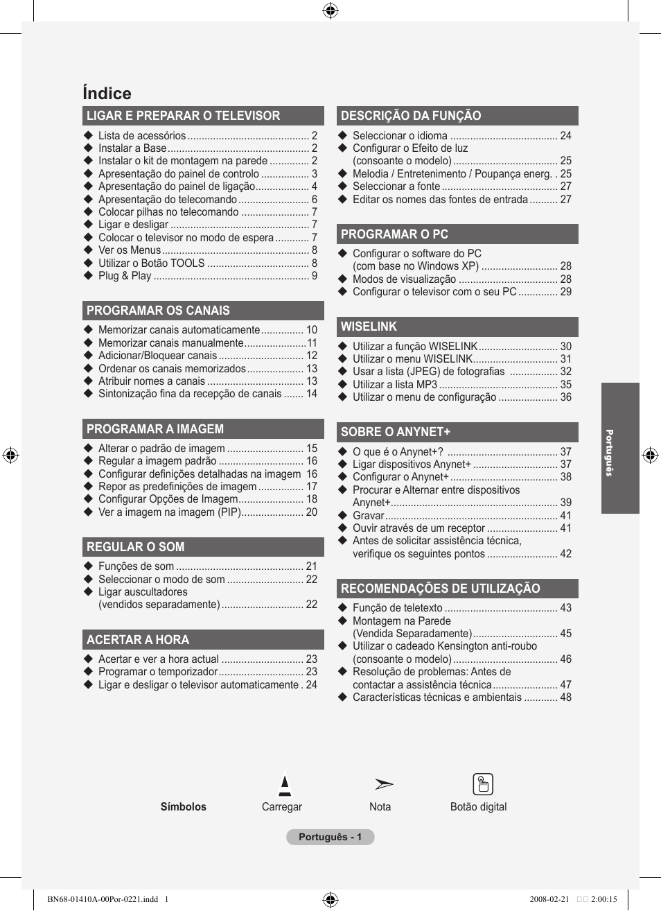 Índice | Samsung LE46A551P2R User Manual | Page 317 / 629