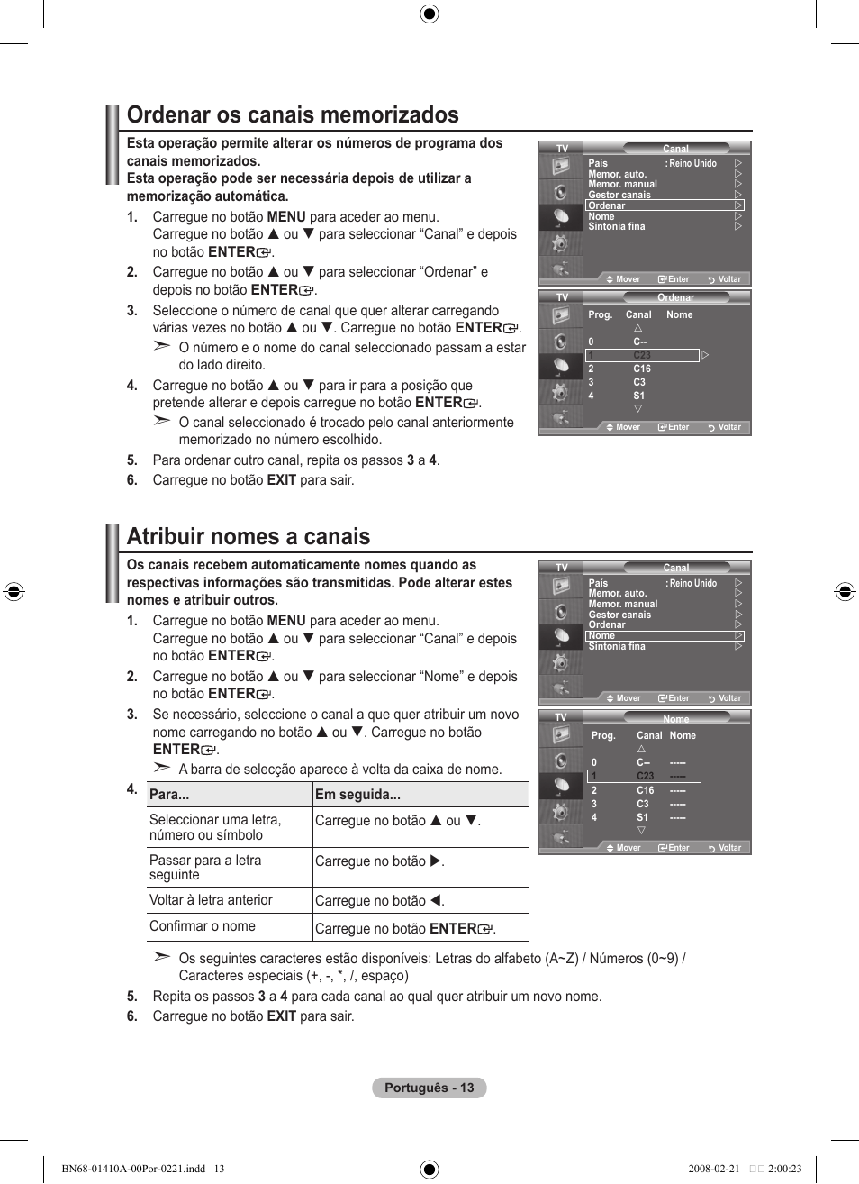 Atribuir nomes a canais | Samsung LE46A551P2R User Manual | Page 329 / 629
