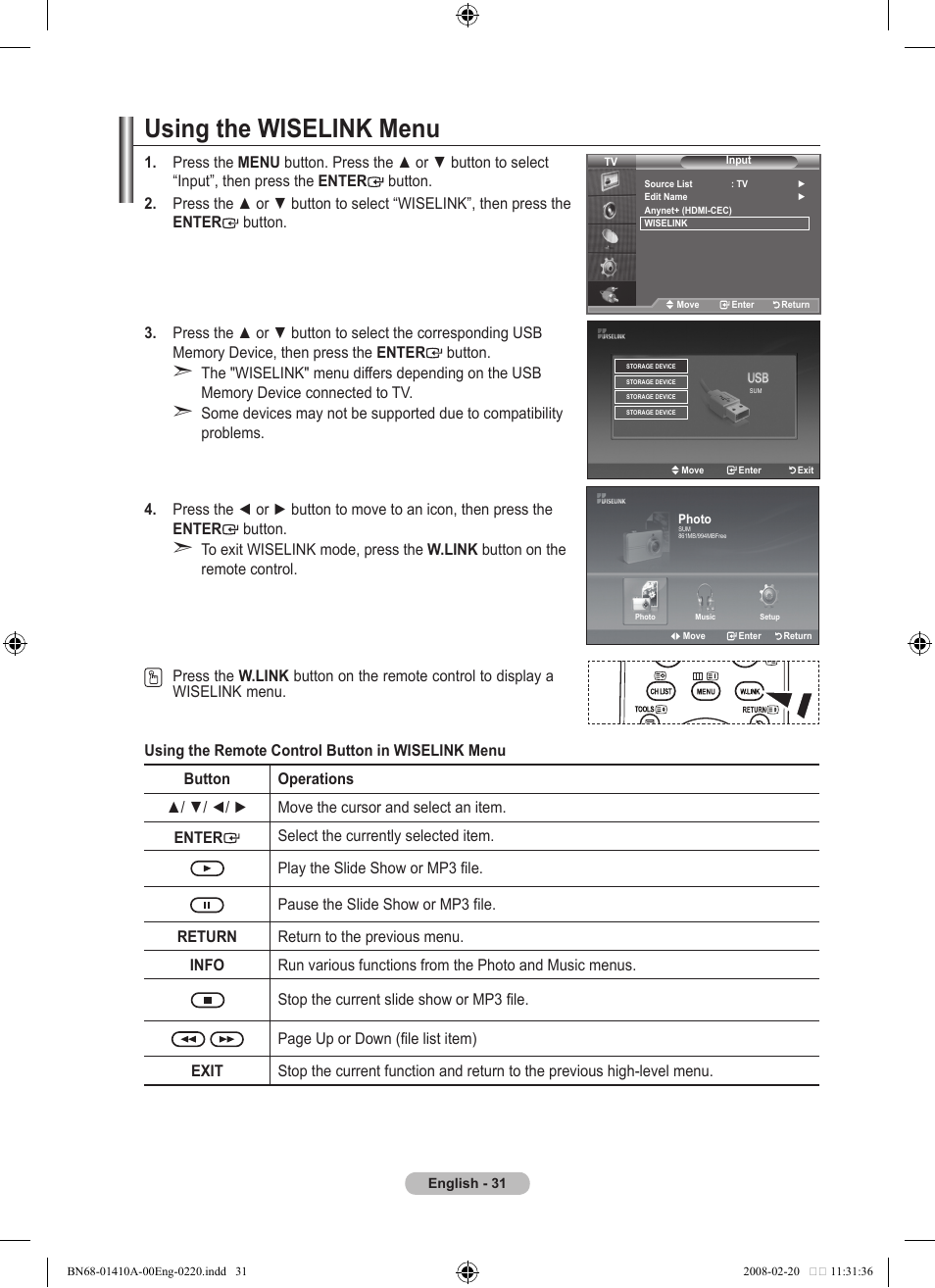 Using the wiselink menu | Samsung LE46A551P2R User Manual | Page 33 / 629