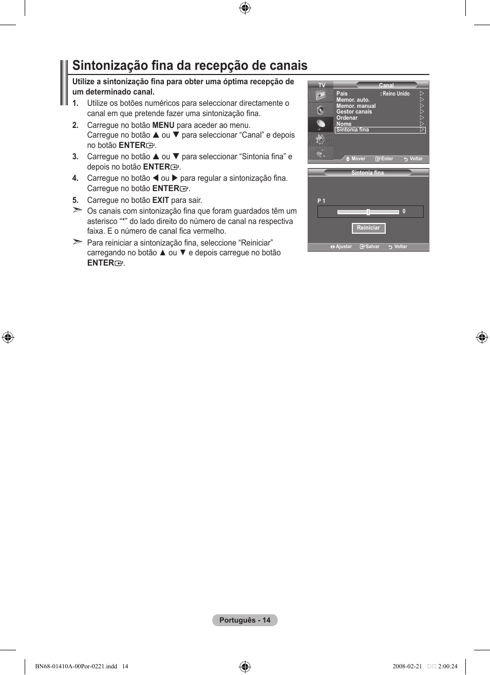 Sintonização fina da recepção de canais | Samsung LE46A551P2R User Manual | Page 330 / 629