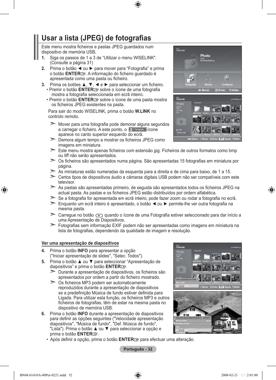Usar a lista (jpeg) de fotografias | Samsung LE46A551P2R User Manual | Page 348 / 629