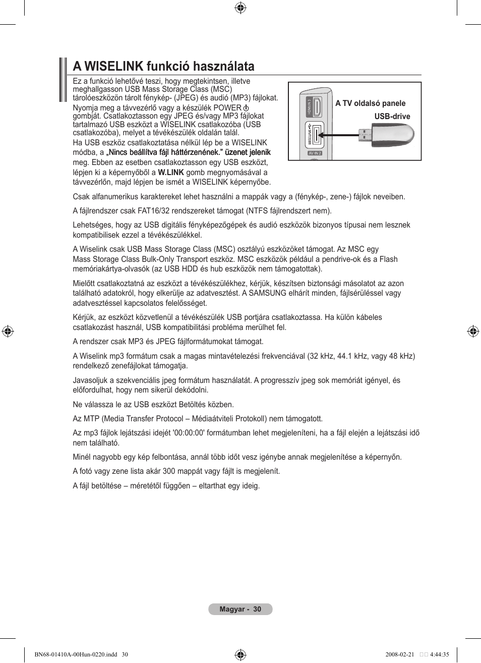 A wiselink funkció használata | Samsung LE46A551P2R User Manual | Page 398 / 629