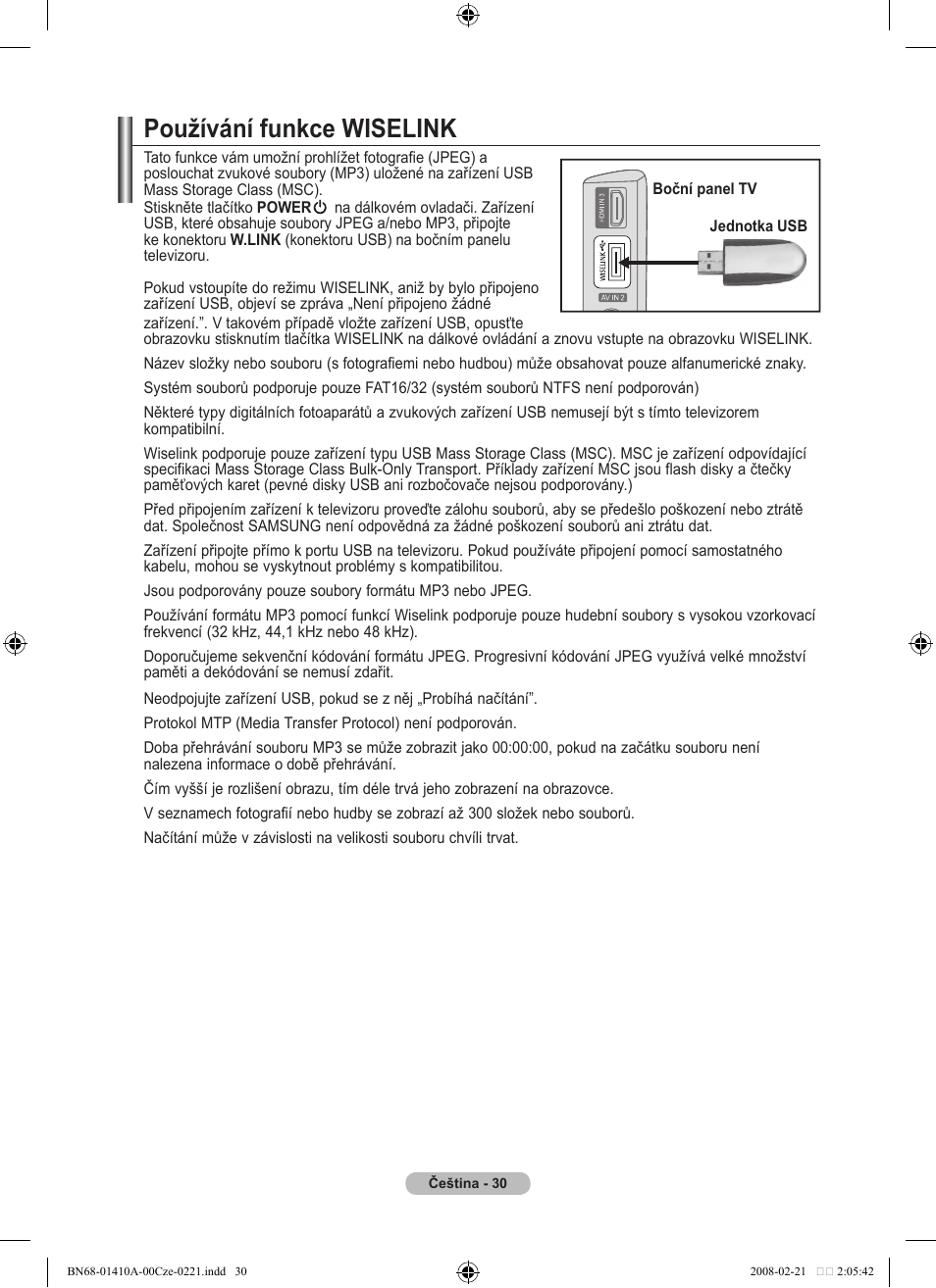 Používání funkce wiselink | Samsung LE46A551P2R User Manual | Page 502 / 629