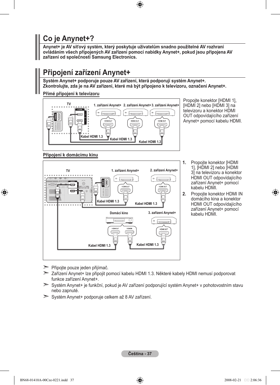 Připojení zařízení anynet, Co je anynet | Samsung LE46A551P2R User Manual | Page 509 / 629