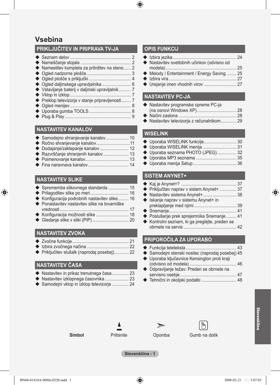 Vsebina | Samsung LE46A551P2R User Manual | Page 577 / 629