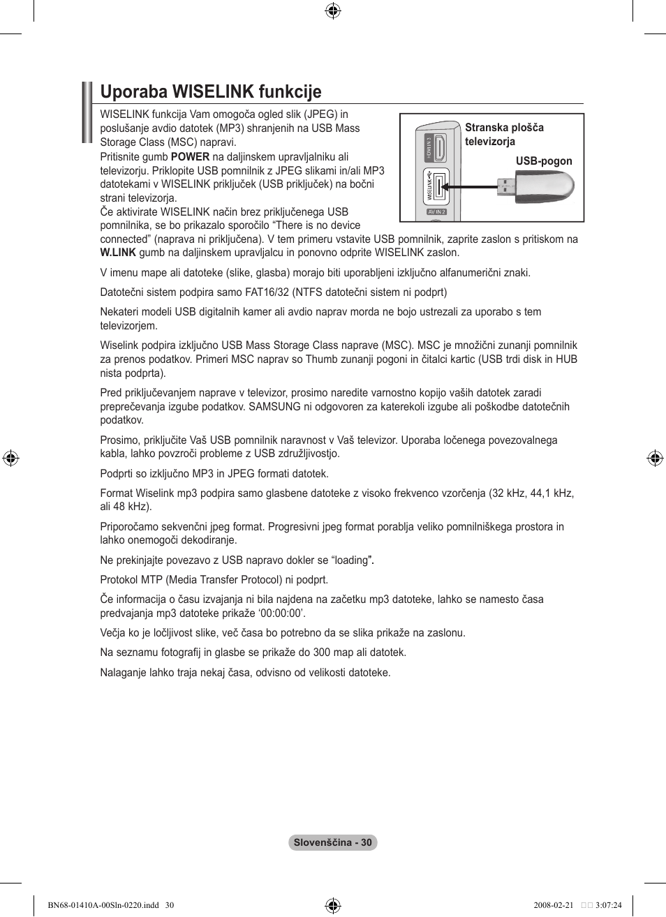 Uporaba wiselink funkcije | Samsung LE46A551P2R User Manual | Page 606 / 629