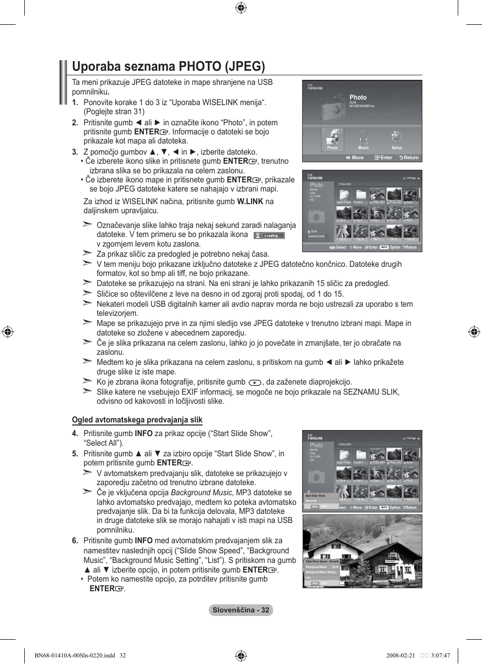 Uporaba seznama photo (jpeg) | Samsung LE46A551P2R User Manual | Page 608 / 629