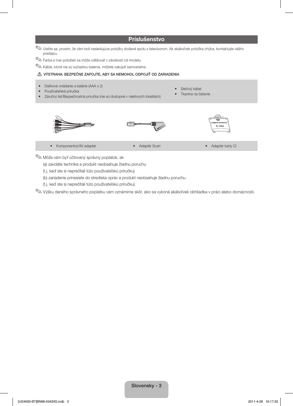 Príslušenstvo | Samsung UE19D4010NW User Manual | Page 35 / 146