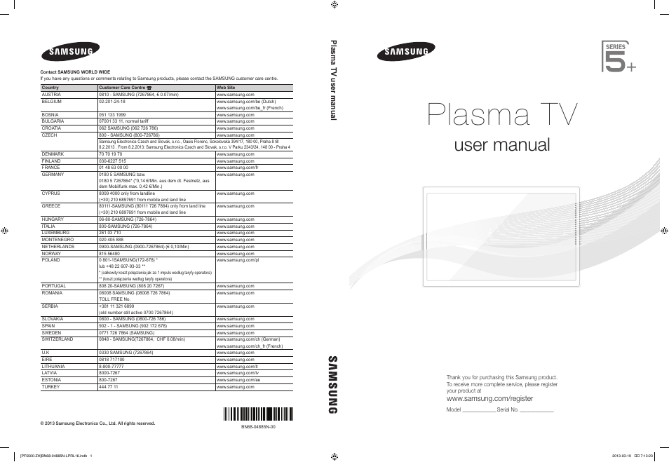 Samsung PS60F5500AW User Manual | 385 pages