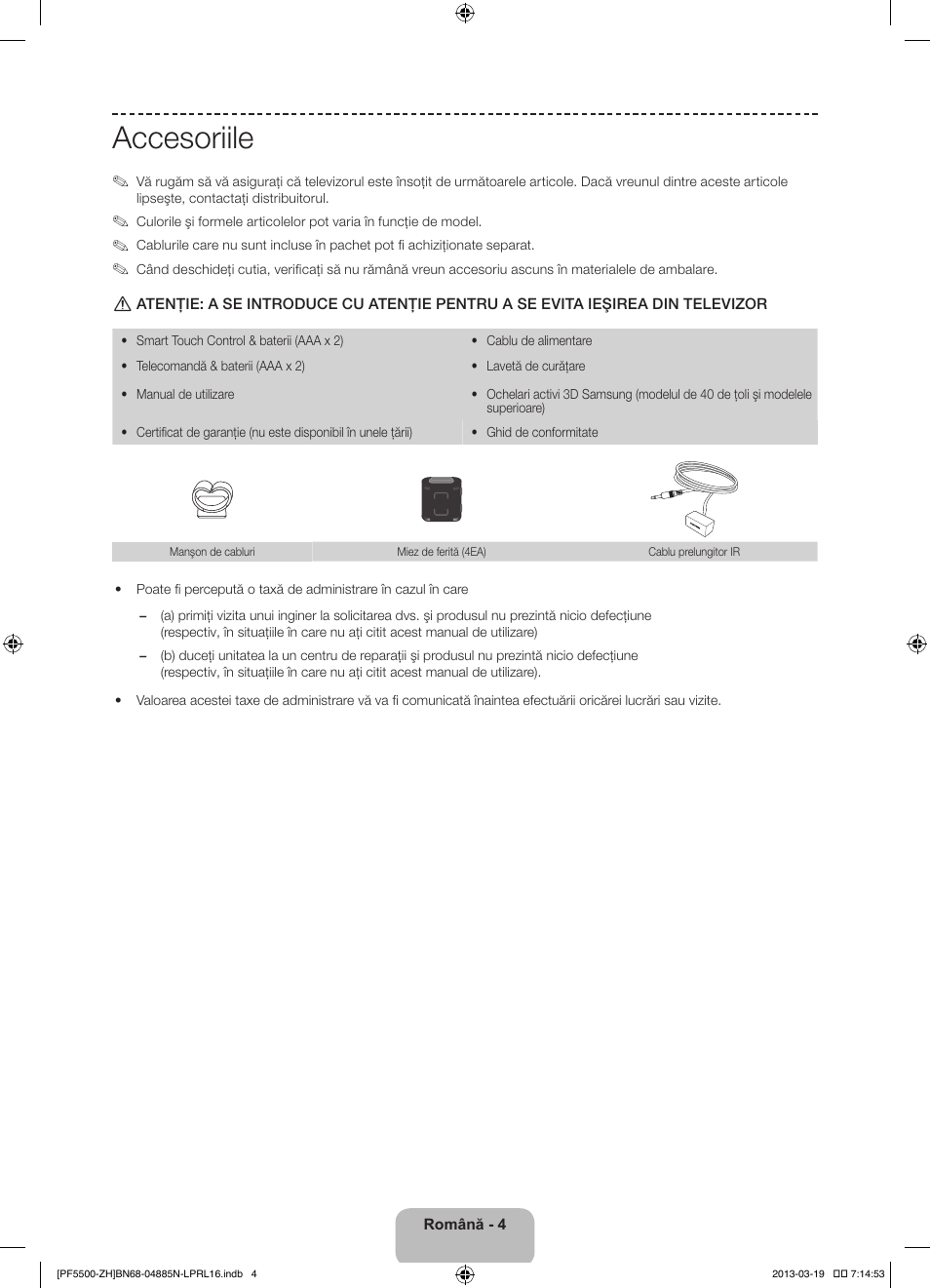 Accesoriile | Samsung PS60F5500AW User Manual | Page 196 / 385