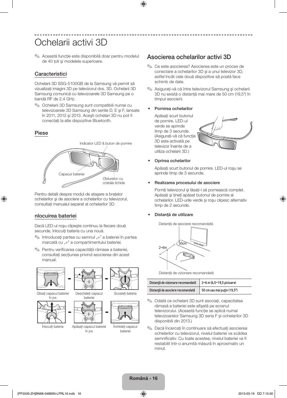 Ochelarii activi 3d, Asocierea ochelarilor activi 3d | Samsung PS60F5500AW User Manual | Page 208 / 385