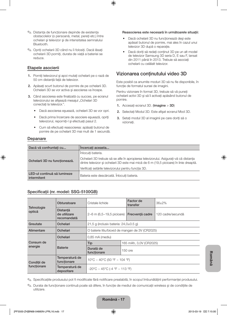 Vizionarea conţinutului video 3d | Samsung PS60F5500AW User Manual | Page 209 / 385