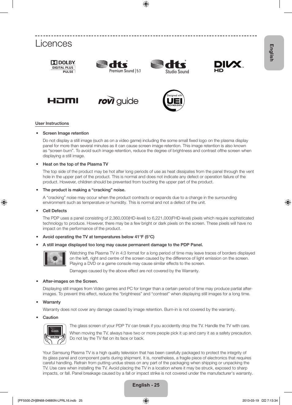 Licences | Samsung PS60F5500AW User Manual | Page 25 / 385