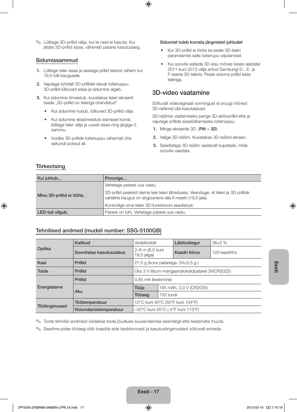 3d-video vaatamine | Samsung PS60F5500AW User Manual | Page 377 / 385