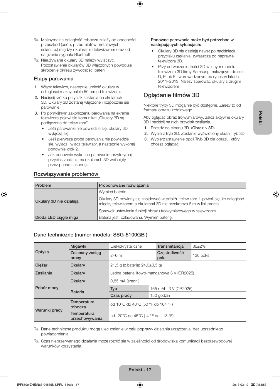 Oglądanie filmów 3d | Samsung PS60F5500AW User Manual | Page 65 / 385
