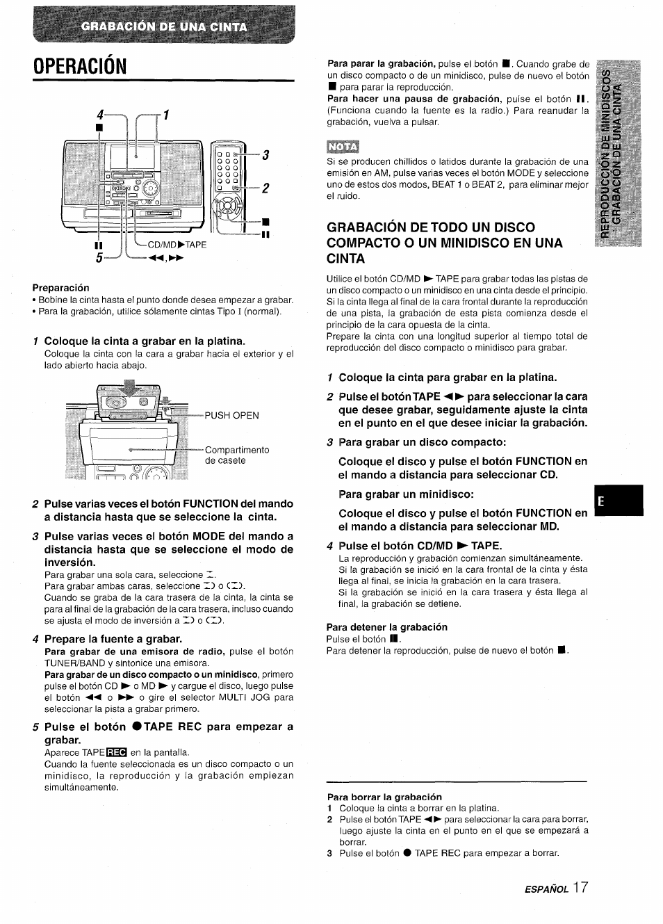 Operacion | Aiwa CSD-MD50 User Manual | Page 49 / 100