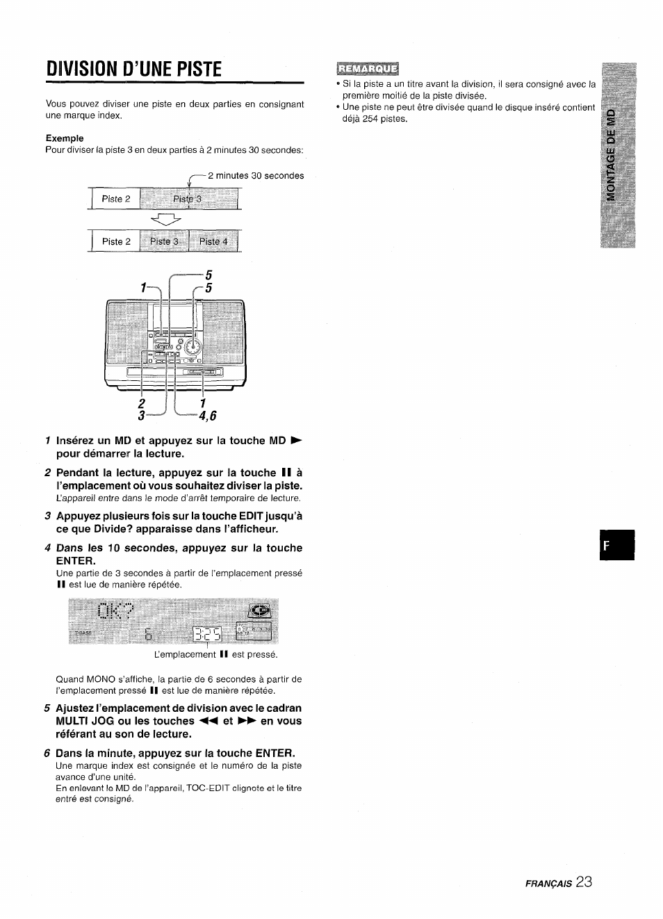 Division d’une piste | Aiwa CSD-MD50 User Manual | Page 87 / 100