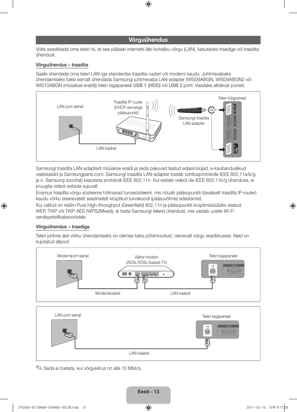 Võrguühendus | Samsung PS59D550C1W User Manual | Page 123 / 166