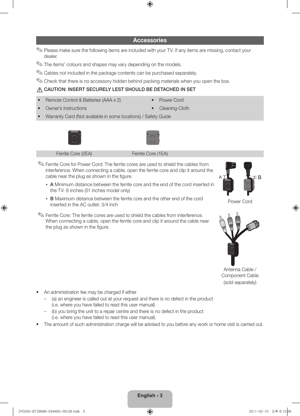 Samsung PS59D550C1W User Manual | Page 3 / 166