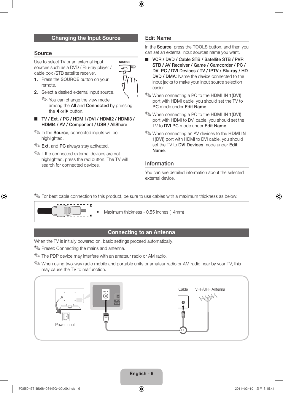 Samsung PS59D550C1W User Manual | Page 6 / 166