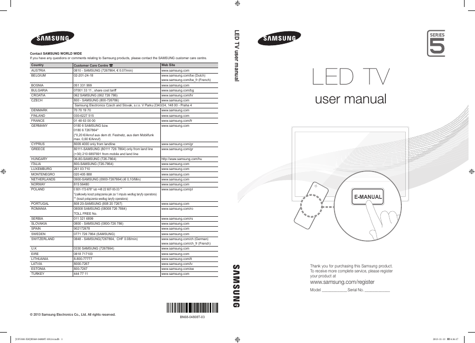 Samsung UE40F5300AW User Manual | 289 pages