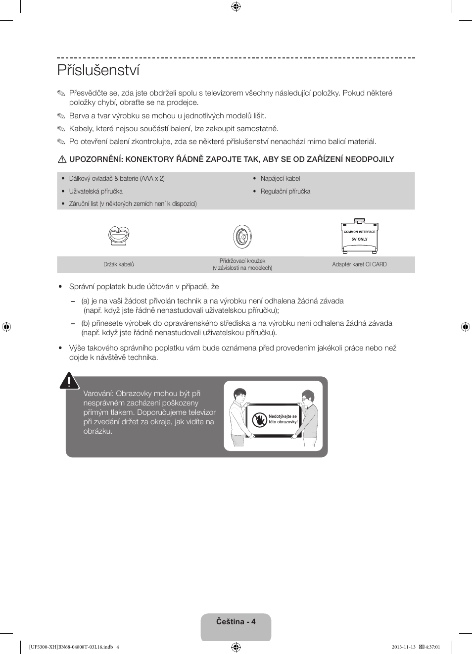 Příslušenství | Samsung UE40F5300AW User Manual | Page 112 / 289