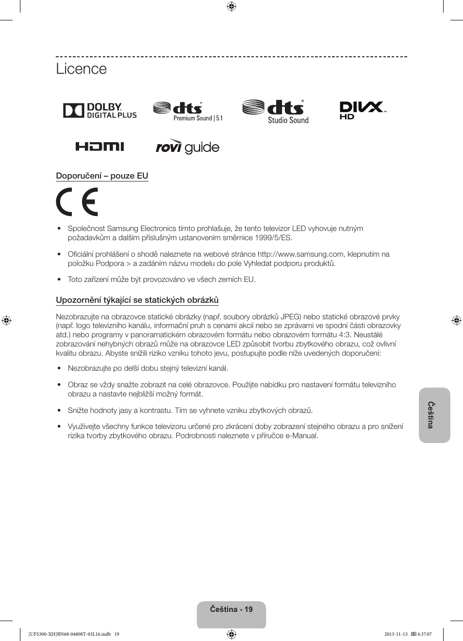 Licence | Samsung UE40F5300AW User Manual | Page 127 / 289