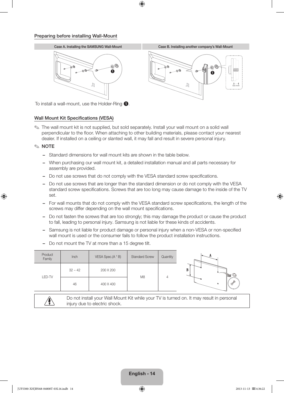 Samsung UE40F5300AW User Manual | Page 14 / 289
