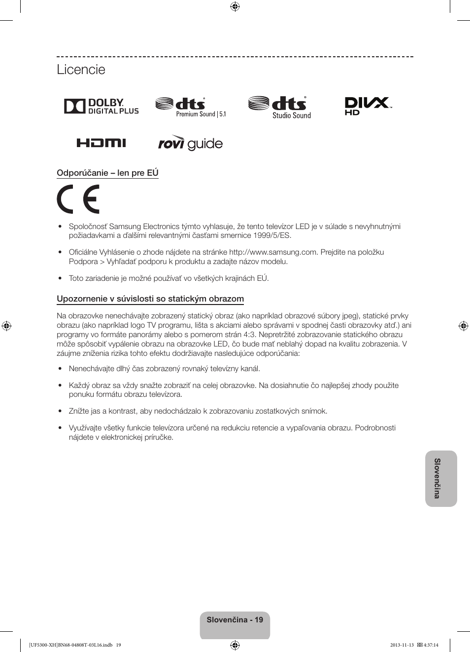 Licencie | Samsung UE40F5300AW User Manual | Page 145 / 289