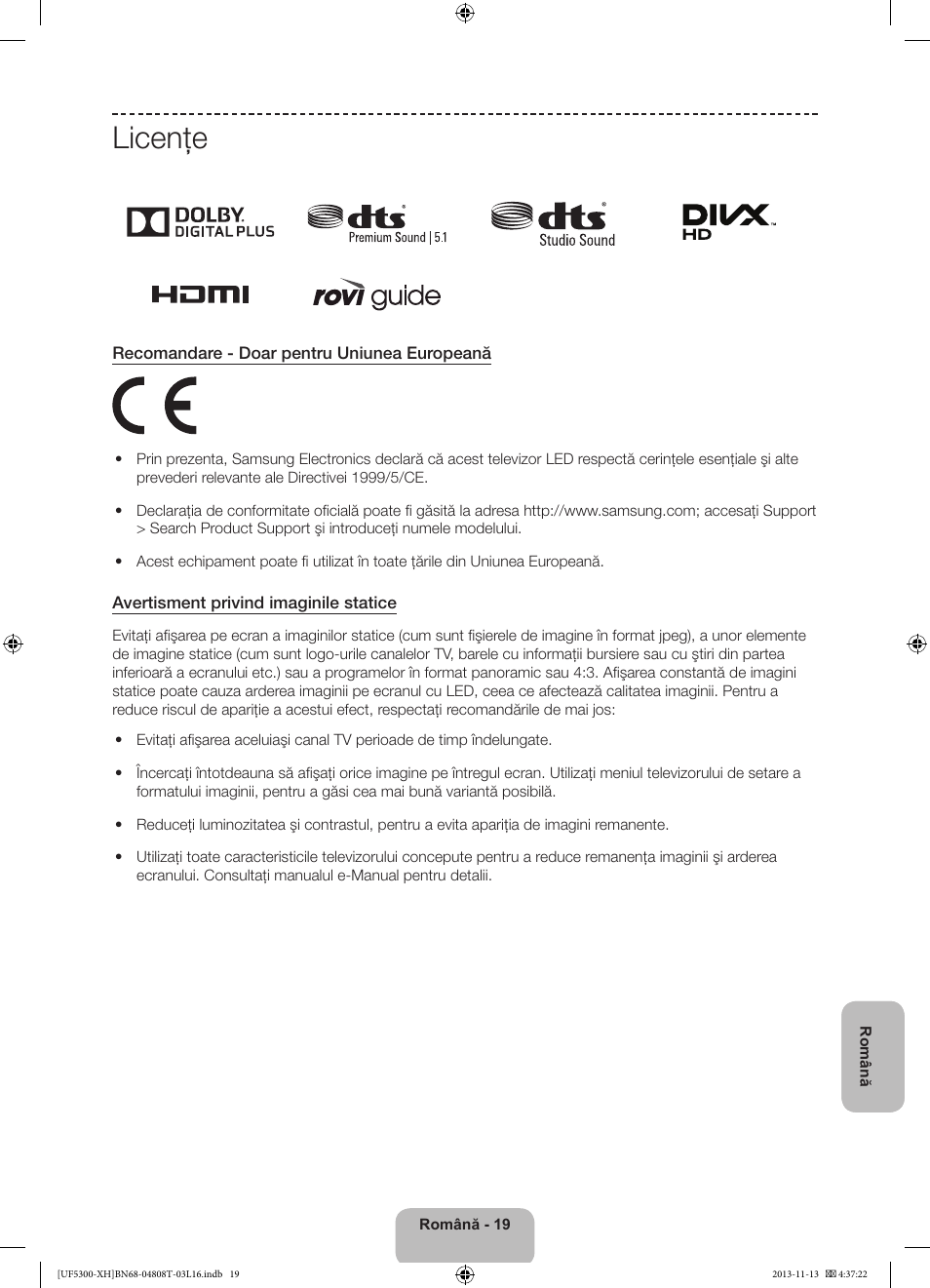 Licenţe | Samsung UE40F5300AW User Manual | Page 163 / 289