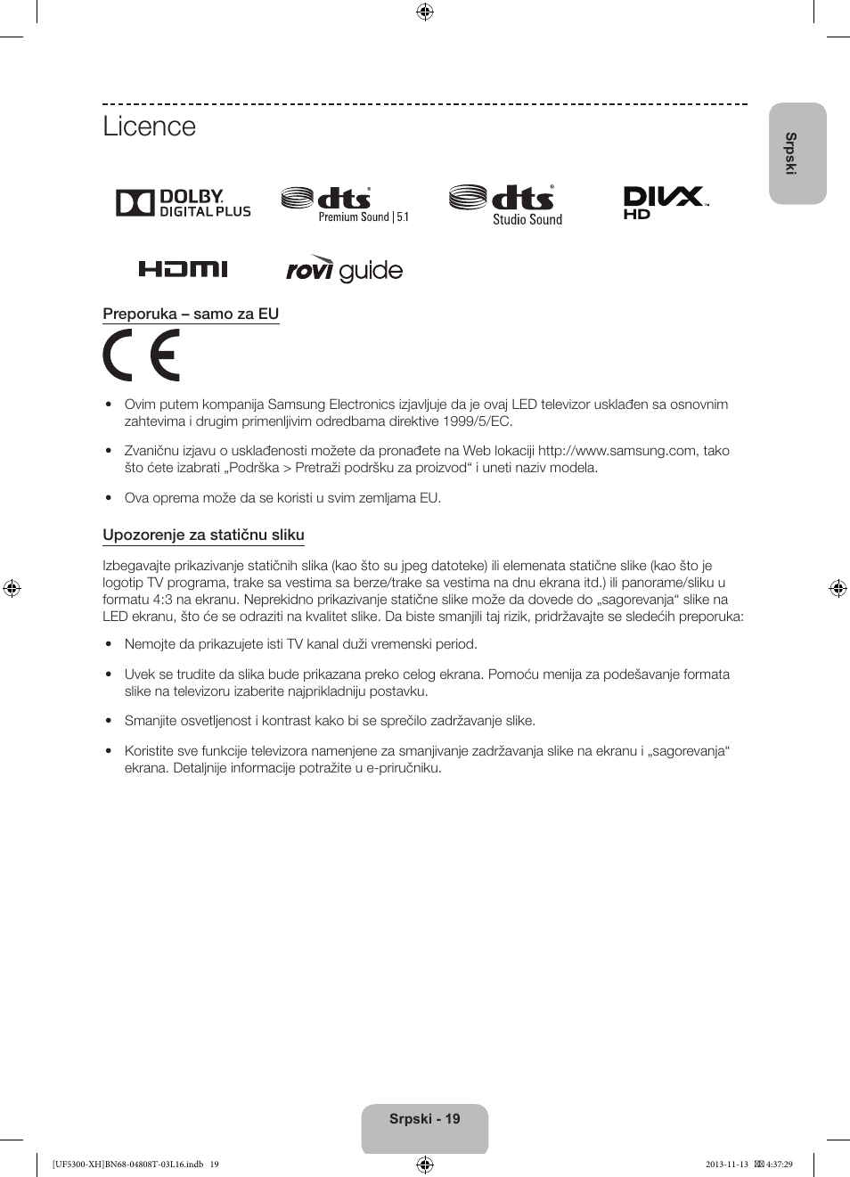 Licence | Samsung UE40F5300AW User Manual | Page 181 / 289
