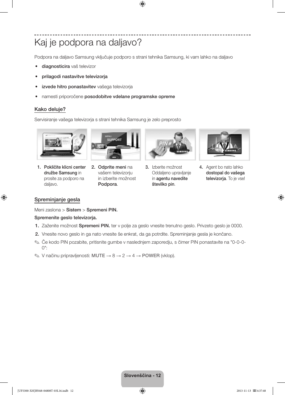 Kaj je podpora na daljavo | Samsung UE40F5300AW User Manual | Page 228 / 289
